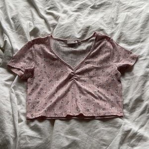 Pink floral crop top